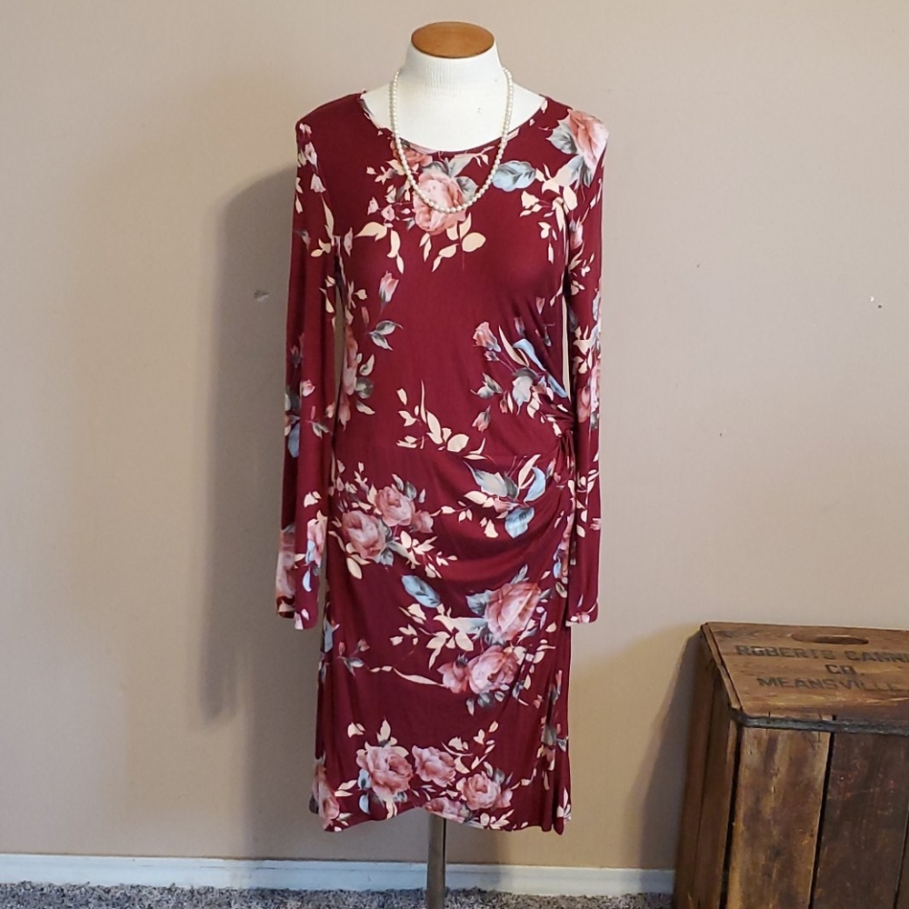 12PM by Mon Ami USA burgundy floral dress size med